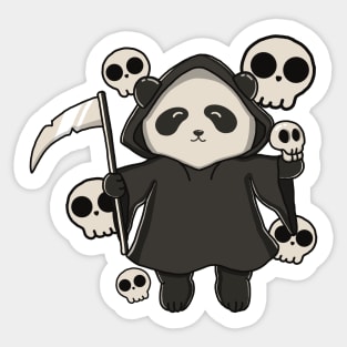 Cute Panda In Grim Reaper Costume Sticker